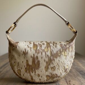 Junior Drake Gold Studded Western Boho Cowhide Hobo Shoulder Bag